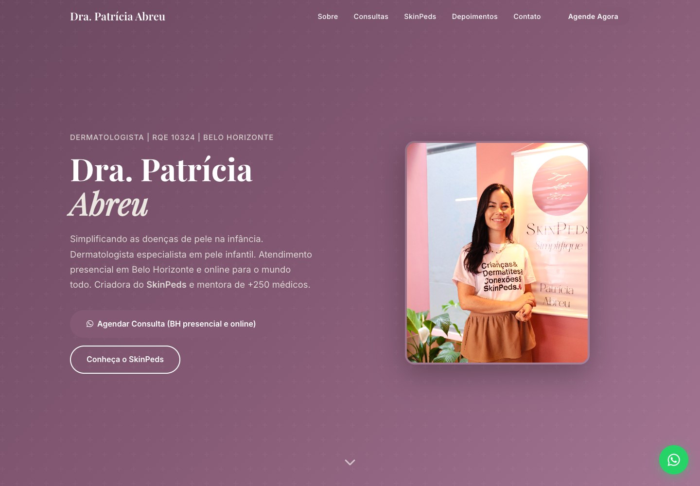 Captura real do site Dra. Patrícia Abreu