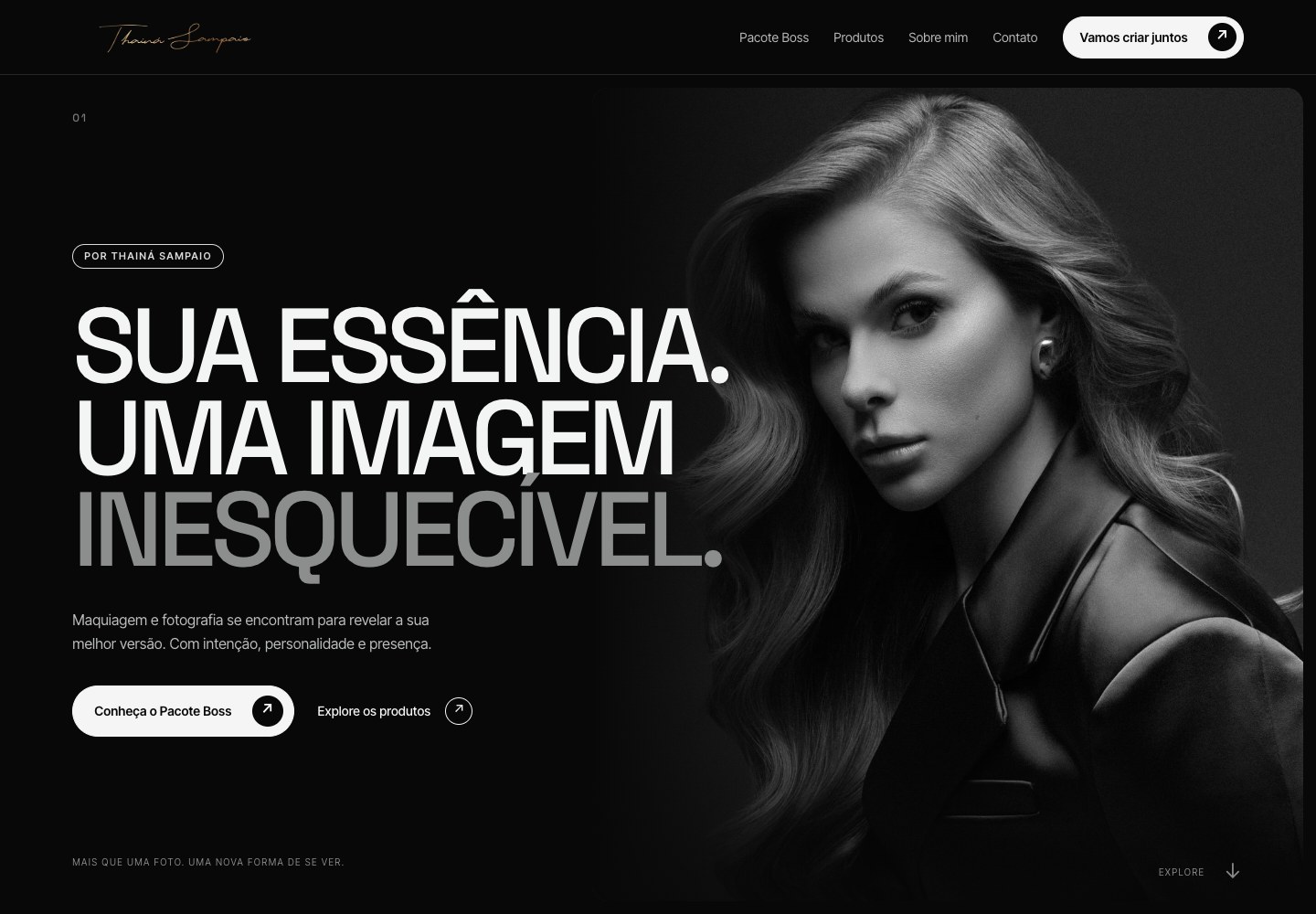 Site de Thainá Sampaio no desktop